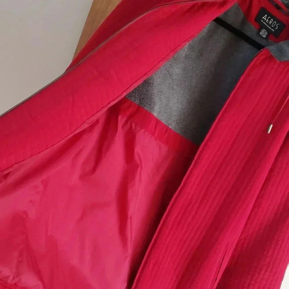 Aeros by Kristen Blake Red Quilted Hooded Coat Zip Front Fleece Lined La… - Picture 7 of 12